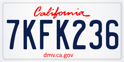 CA license plate 7KFK236