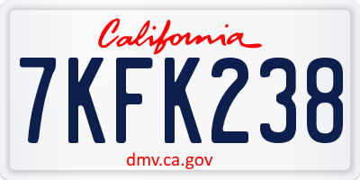 CA license plate 7KFK238