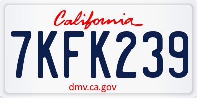 CA license plate 7KFK239