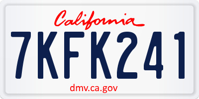 CA license plate 7KFK241