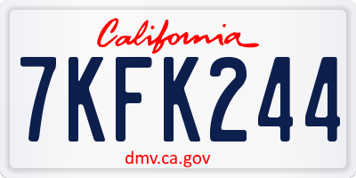 CA license plate 7KFK244