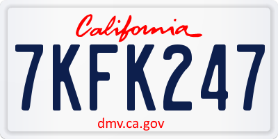 CA license plate 7KFK247
