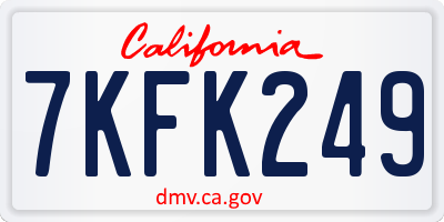 CA license plate 7KFK249