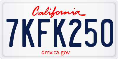CA license plate 7KFK250
