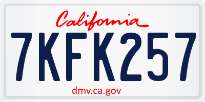 CA license plate 7KFK257