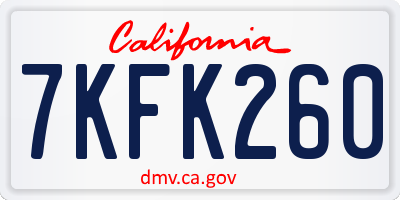 CA license plate 7KFK260