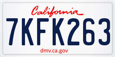 CA license plate 7KFK263