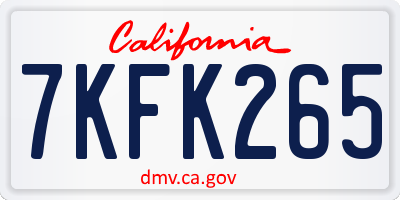 CA license plate 7KFK265