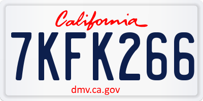CA license plate 7KFK266