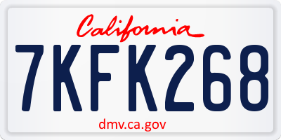 CA license plate 7KFK268