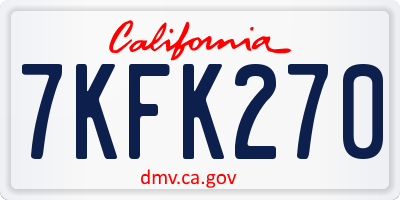 CA license plate 7KFK270