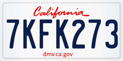 CA license plate 7KFK273