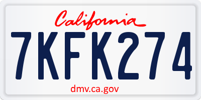 CA license plate 7KFK274