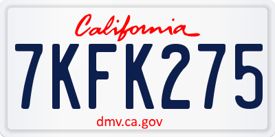 CA license plate 7KFK275