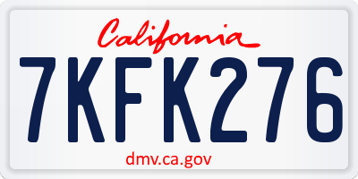 CA license plate 7KFK276