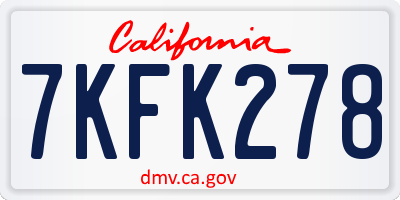 CA license plate 7KFK278