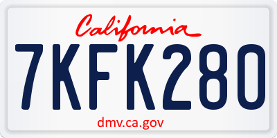 CA license plate 7KFK280