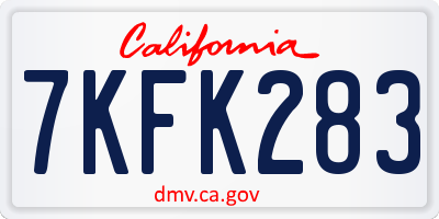 CA license plate 7KFK283