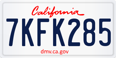 CA license plate 7KFK285