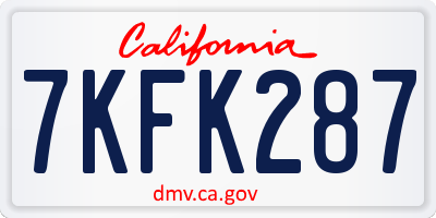 CA license plate 7KFK287