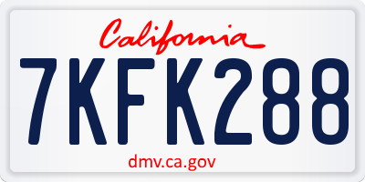 CA license plate 7KFK288