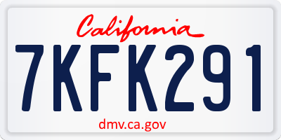 CA license plate 7KFK291