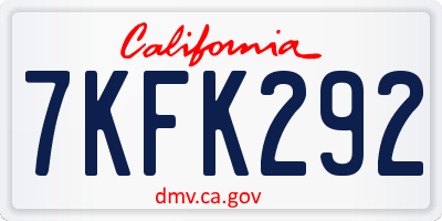 CA license plate 7KFK292