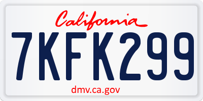 CA license plate 7KFK299