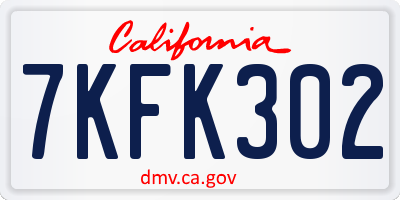 CA license plate 7KFK302