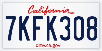 CA license plate 7KFK308