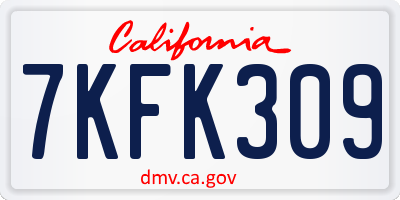 CA license plate 7KFK309