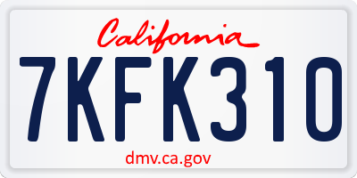 CA license plate 7KFK310