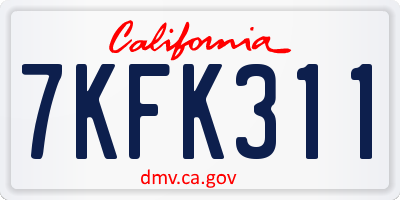 CA license plate 7KFK311
