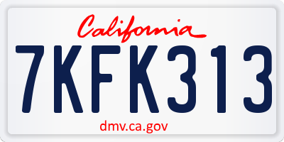 CA license plate 7KFK313