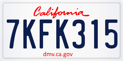 CA license plate 7KFK315