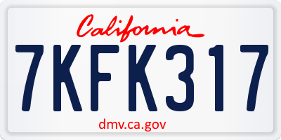 CA license plate 7KFK317