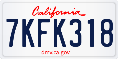 CA license plate 7KFK318