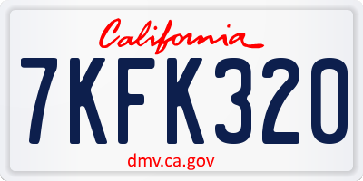 CA license plate 7KFK320