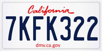 CA license plate 7KFK322
