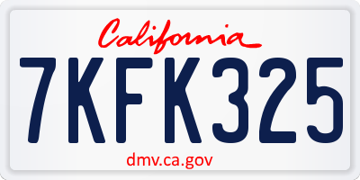 CA license plate 7KFK325