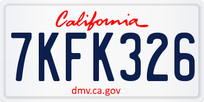 CA license plate 7KFK326