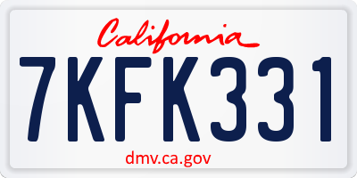 CA license plate 7KFK331