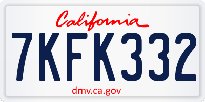 CA license plate 7KFK332