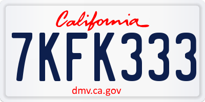 CA license plate 7KFK333