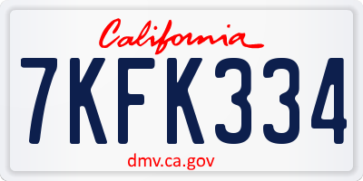 CA license plate 7KFK334