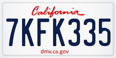 CA license plate 7KFK335