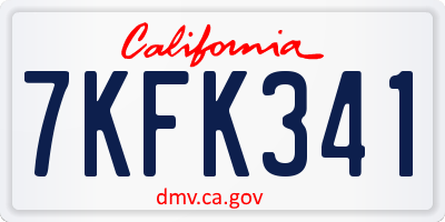 CA license plate 7KFK341
