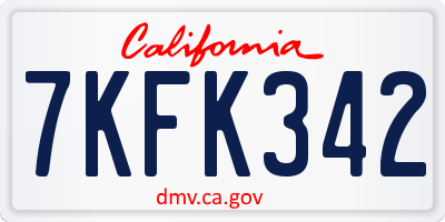 CA license plate 7KFK342
