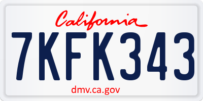 CA license plate 7KFK343