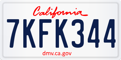 CA license plate 7KFK344